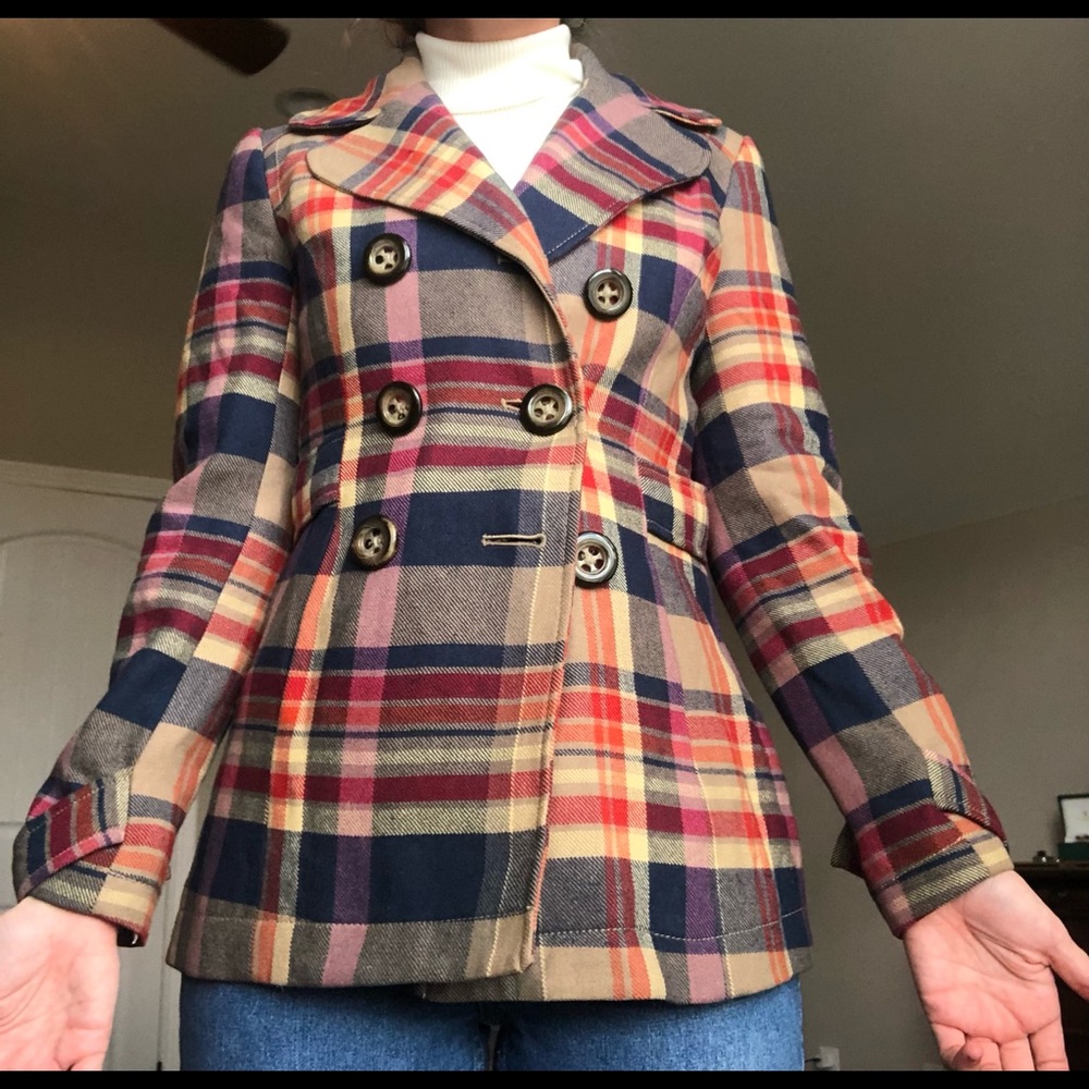 Fossil Plaid Peacoat